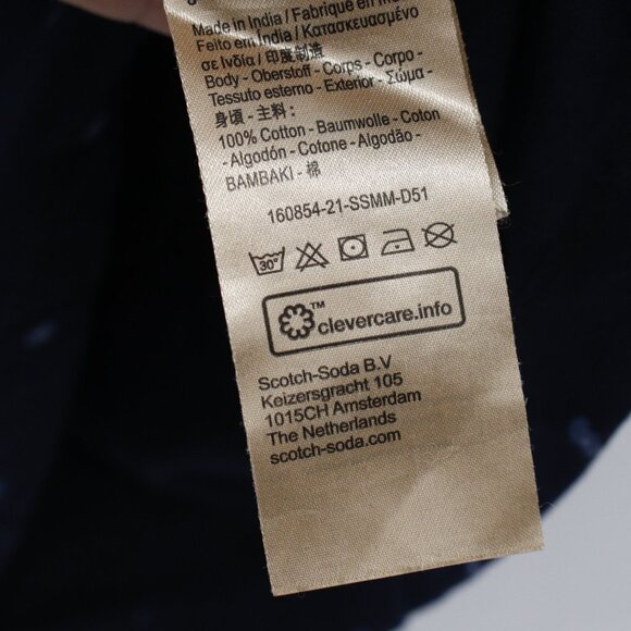 Scotch & Soda Shirt Men Small Blue butterfly print Cotton Short Sleeve Crew Neck - Picture 5 of 12